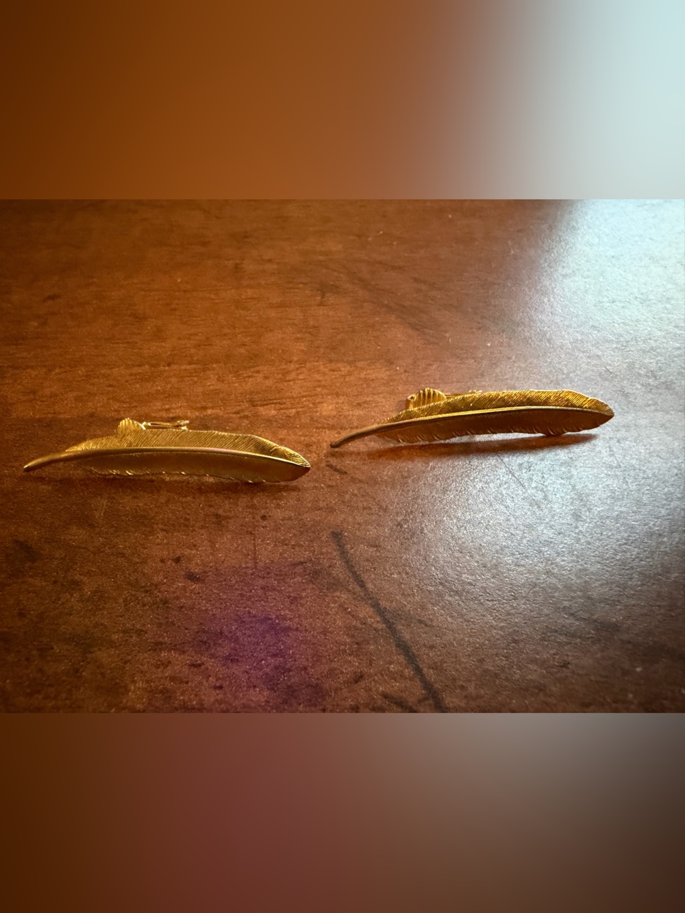 Gold Feather Clip-On Earrings - Women Jewelry